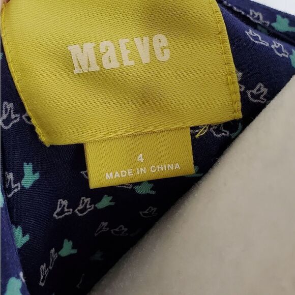 ANTHROPOLOGIE Maeve blouse Clara blue button‎ up split back bird shirt 4 - Picture 5 of 8